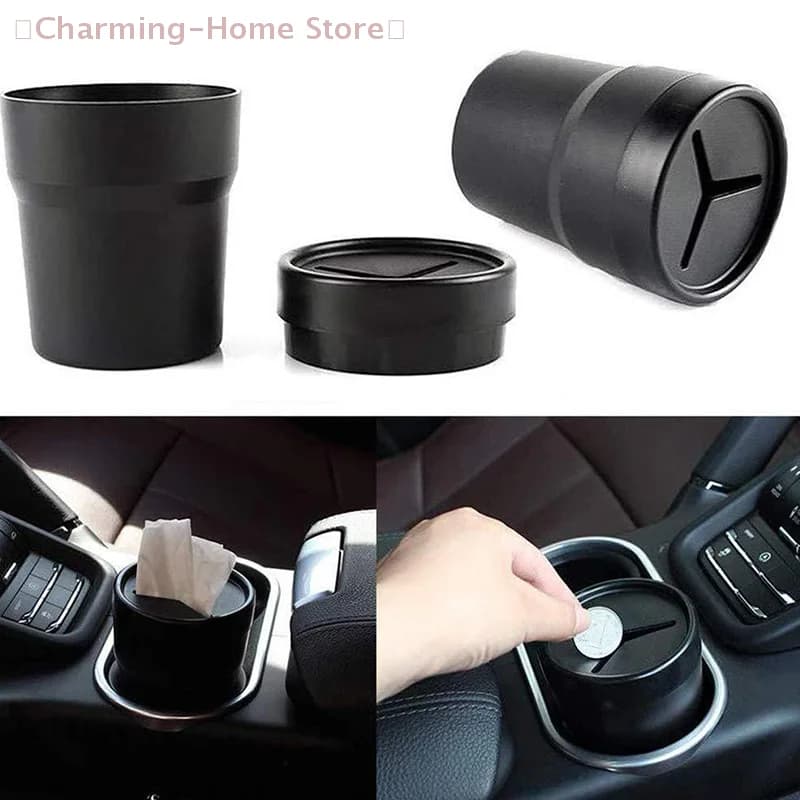 【M】1PC Nuovo Contenitore Multifunzionale per Rifiuti da Auto, Portabicchieri, Cestino per Auto, Supporto per Tappo, Accessori Interni in Plastica Nera