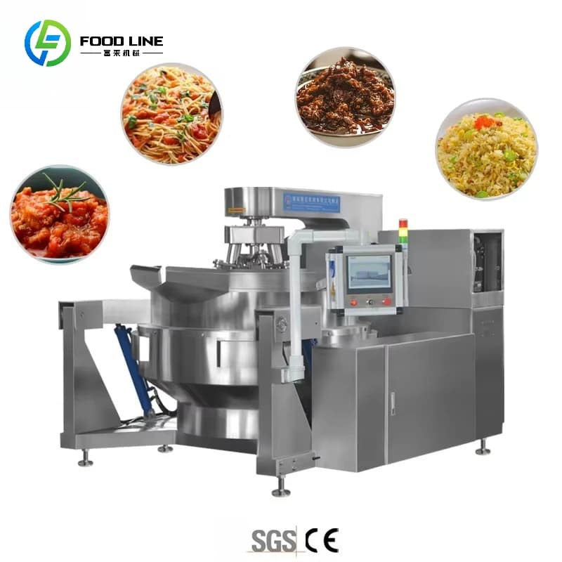 Automatic Inclination Electric Planetary Gas Food Cooking Blender Coated Kettle Pentola with Custom Mixer