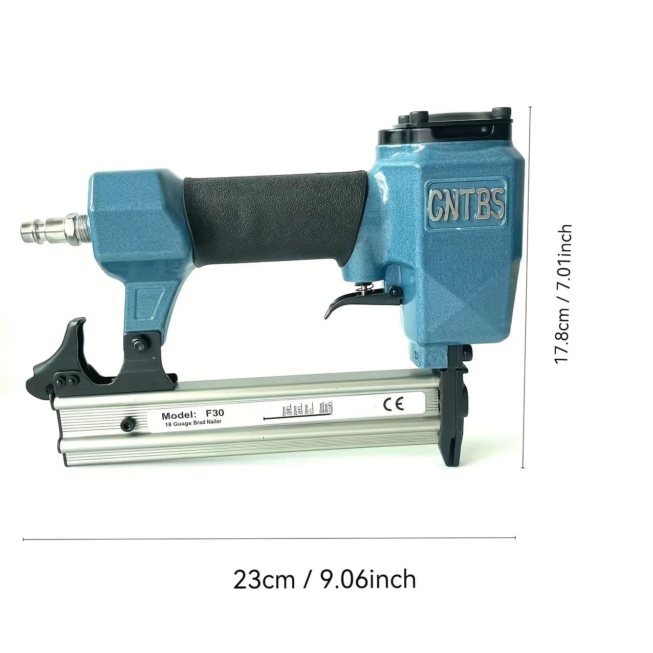 Pistola sparachiodi dritta F30 Jam-Free, pistola sparachiodi dritta 1830K, chiodi dritti 18GA con lunghezza di 10mm-32mm. Presenta una struttura indurita