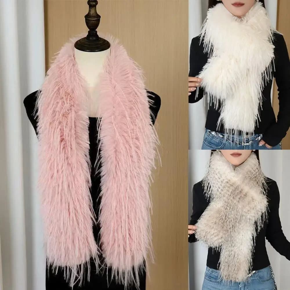Sciarpa Lunga e Soffice alla Moda 180cm, Lussuoso Scialle Classico Morbido in Finta Pelliccia di Visone, Stile Y2K per Ragazze, Ideale per Feste