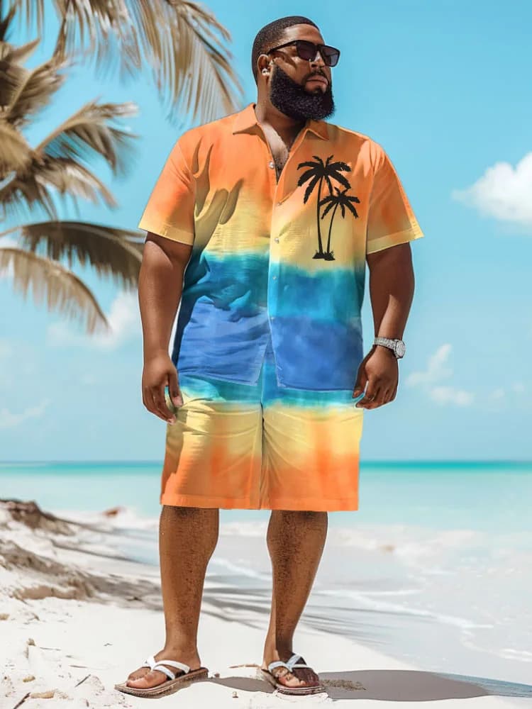 Hawaiian Beach Coconut Tree 3D Print Men Shirt Sets Short Sleeve Shirt Oversized Beach Shorts Streetwear Hawaiian Suits Clothes