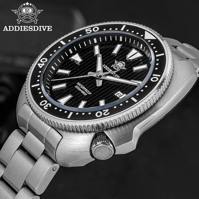 ADDIESDIVE Orologio di lusso da uomo nuovo Orologio al quarzo con specchio in zaffiro di fascia alta Acciaio inossidabile Luminoso 200 m Lunetta in ceramica impermeabile