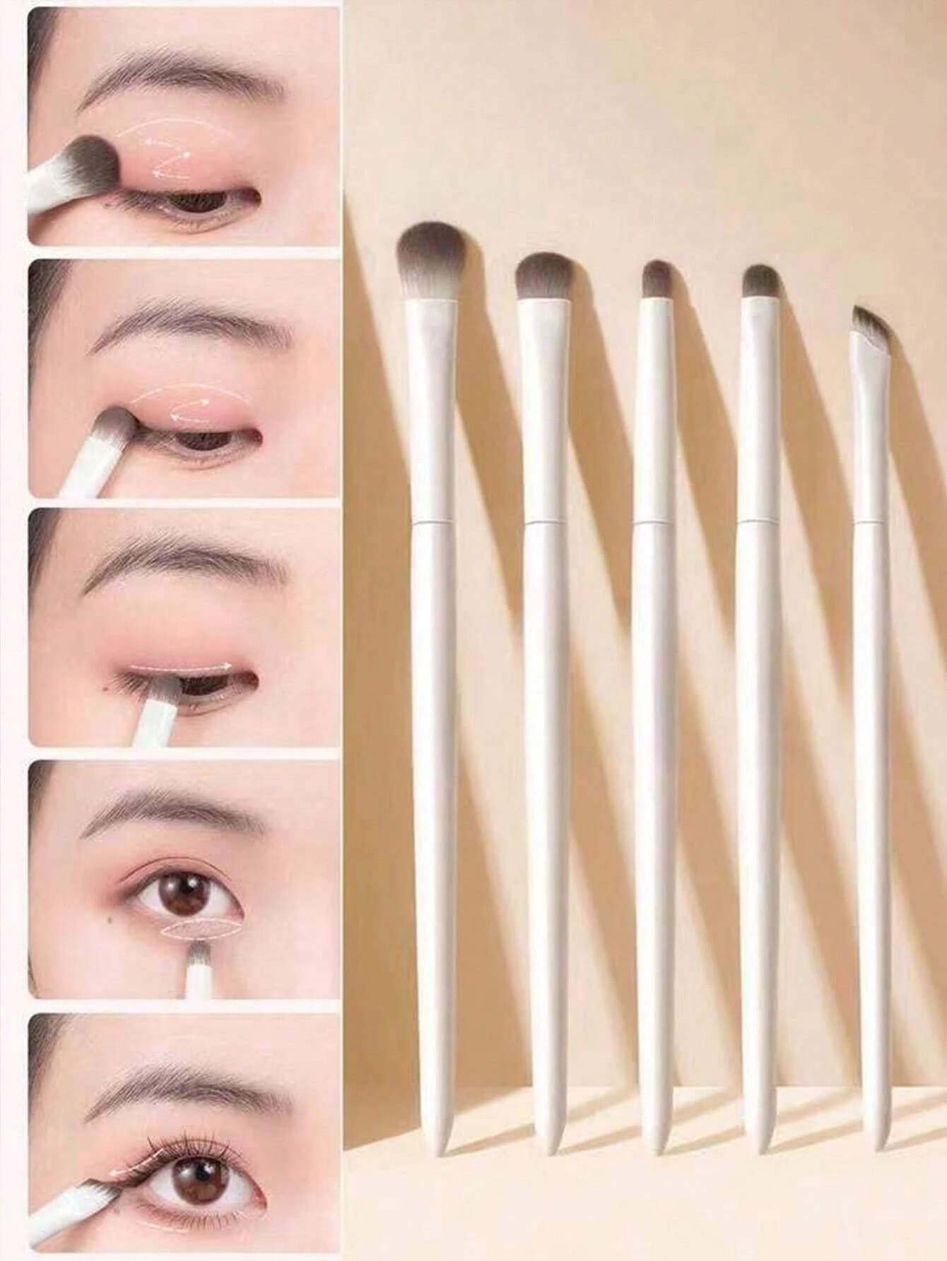 Set di 5 pennelli per trucco in polvere, blush e dettagli, pennello per sopracciglia, pennello per ombretto, spoolie, pennello spoolie, omaggi