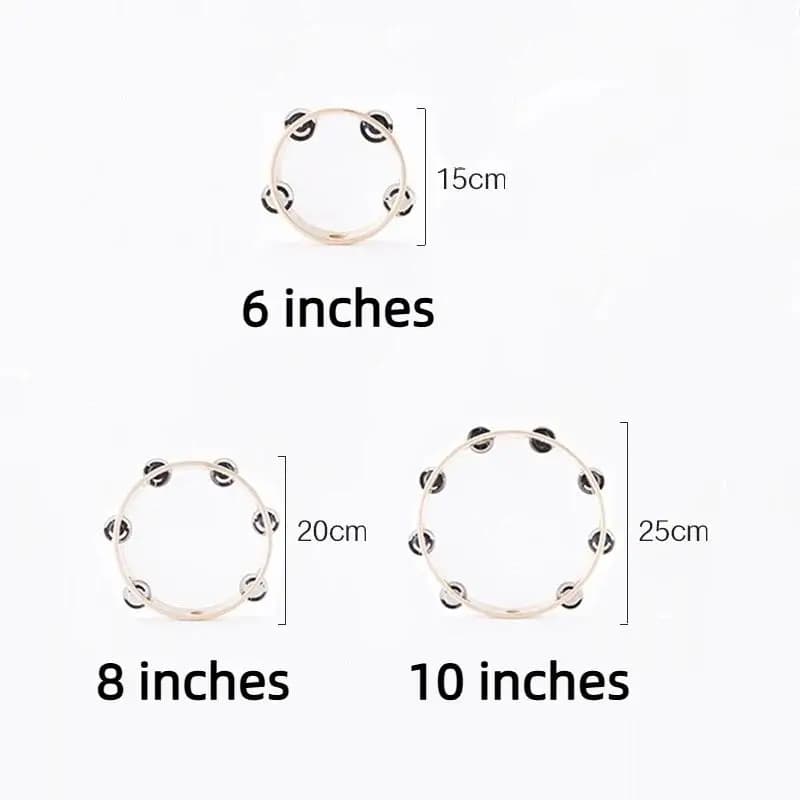 @*Plastic Hand Held Tambourine for Children 6/8/10 Inch Percussion Drum Bell Educational Toy for Preschool Music Class