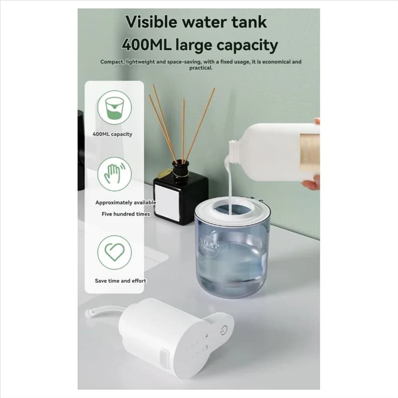 Dispenser automatico di sapone Gocce touchless da 400 ml impermeabile a parete con tecnologia intelligente di lavaggio delle mani per l'igiene