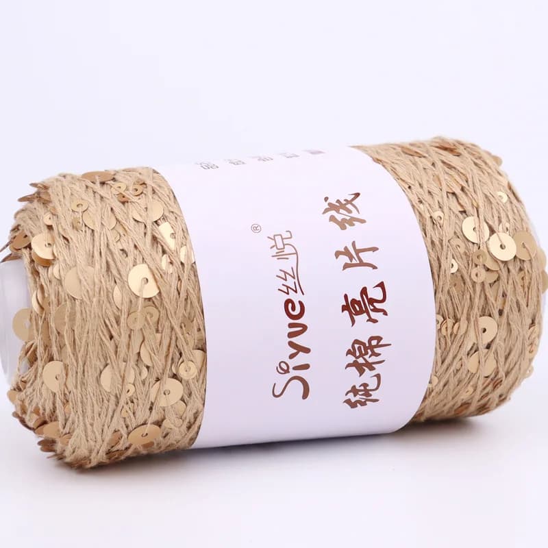 Filo di paillettes da 3 mm + 6 mm di puro cotone con paillettes intrecciate a mano, filo di cotone con palline di lana fai da te, prezzo speciale 100 g