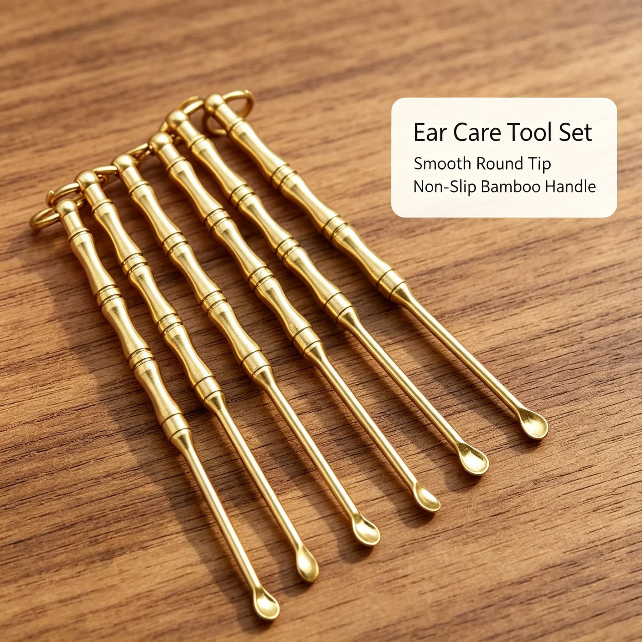 Vintage Brass Bamboo-Style Ear Picks, Set of 5 or 10, Handmade Copper Ear Picks, Portable Keychain Ear Cleaners, Home Use Ear Cleaning Tools with Non-Slip Handle