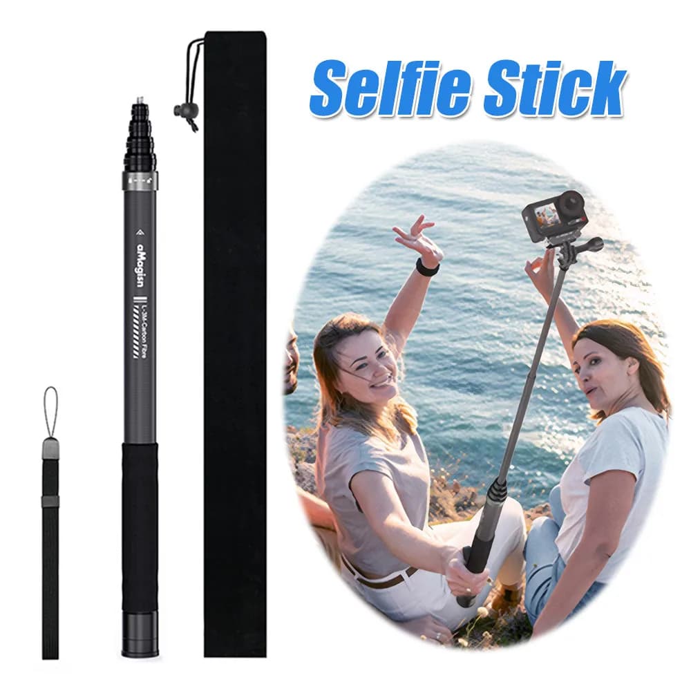 Asta Selfie Invisibile in Fibra di Carbonio Regolabile per Insta360 X5 X4 X3 e OSMO Action Camera
