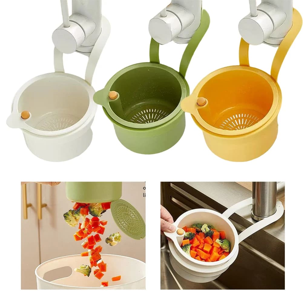 Sink Strainer Basket Automatic Food Waste Drain Basket Detachable Openable Bottom Cover Fruit Clean Rack