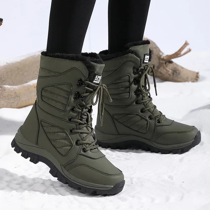 Winter Women Snow Boots High-top Waterproof Ankle Boots Ladies Thick Plus Warm Snow Hiking Boots Outdoor Cotton Shoes Sneakers