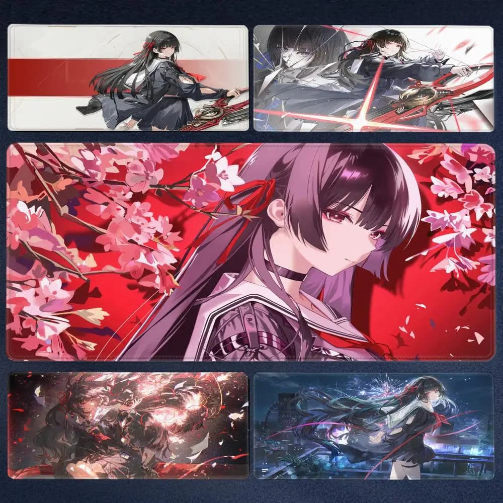 Tappetino per mouse Kawaii Chisa Gaming Wuthering Waves Tappetino per mouse con ragazza anime carina Accessori per scrivania del computer Tappetini per tastiera in gomma antiscivolo