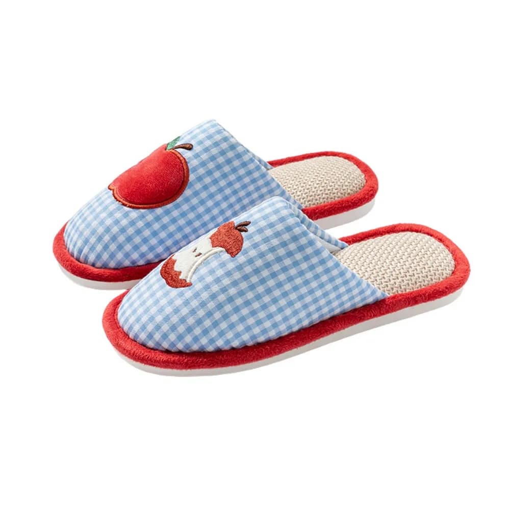 Pantofole morbide in lino per la casa alla fragola Pantofole dolci in lino antiscivolo Pantofole da interno per interni con suola morbida a griglia