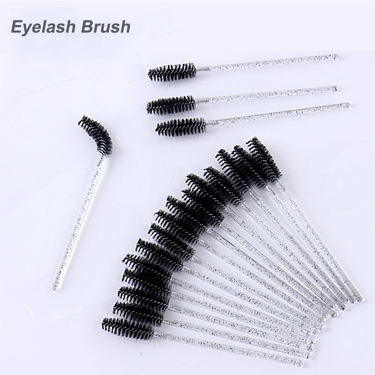 8 to 98 pieces black disposable mascara sticks, transparent glittered handle Spoolie Eyelash Brush Makeup and Beauty Salon Tools