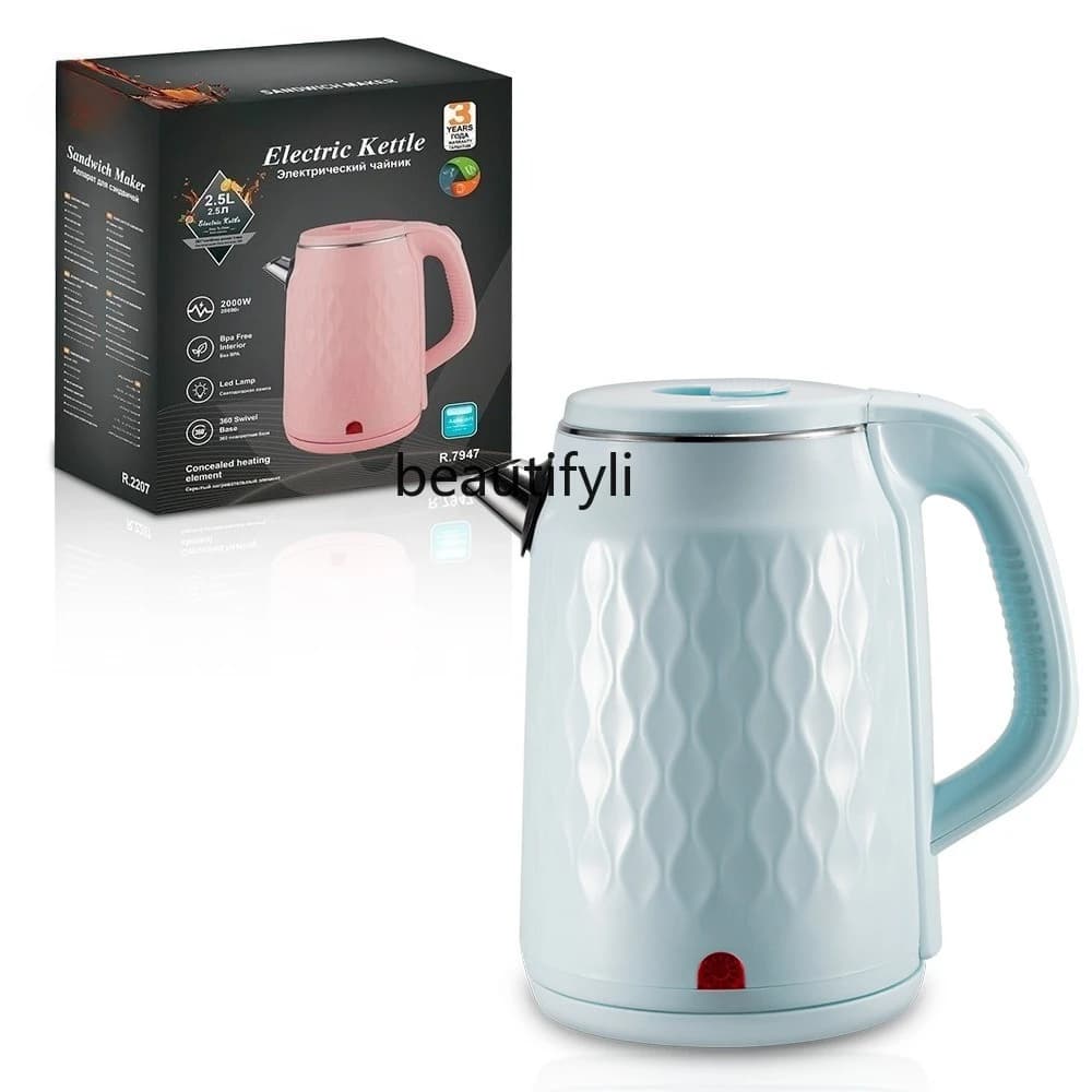 Bollitore elettrico domestico Bollitore elettrico in acciaio inossidabile Bollitore elettrico a doppio strato in acciaio inossidabile
