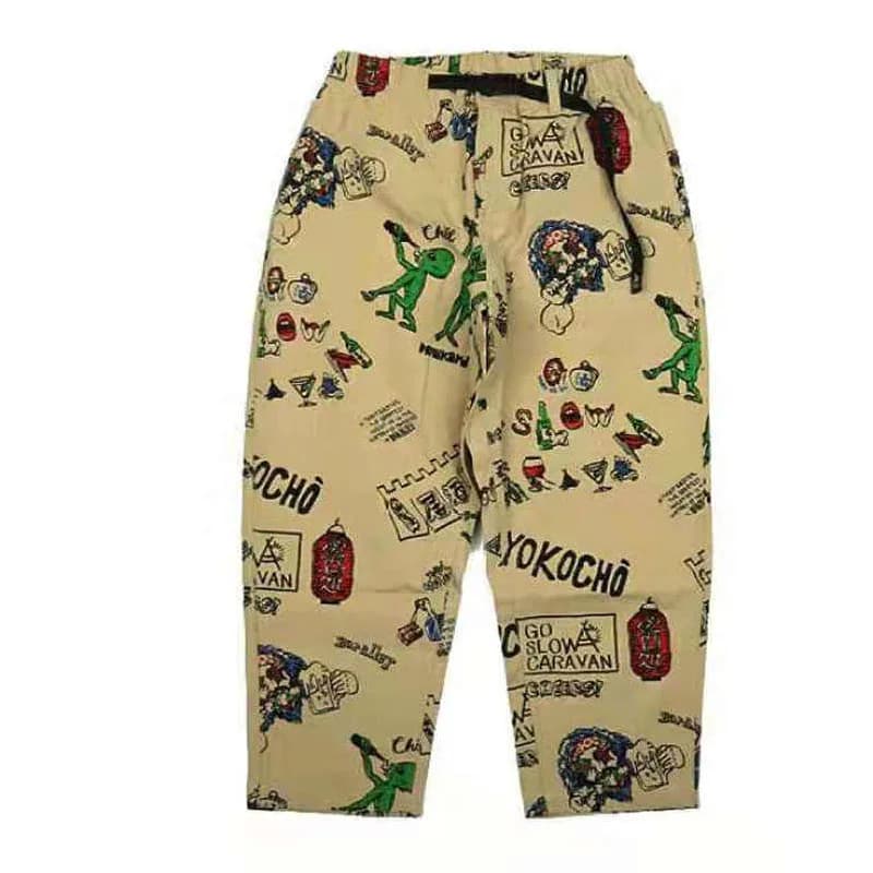 GO SLOW CARAVAN Japanese Trendy Brand Printed Wide Matsuyama Functional Belt Pants