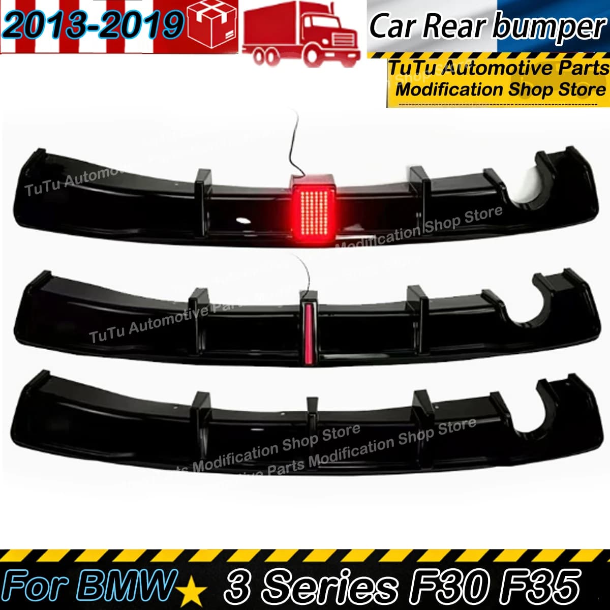 Rear Spoiler for BMW Series 3 F30 F35 2013-2019, MP style, rear diffuser with/without LED, accessories