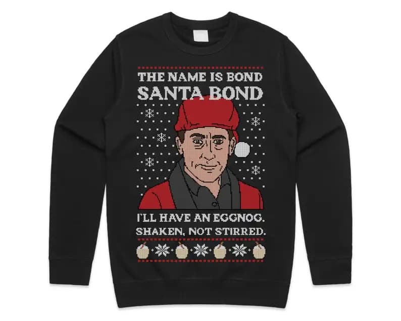 Michael Scott Santa Bond Maglione natalizio Felpa Natale US Office TV Show Divertenti top con cappuccio termico autunnali e invernali