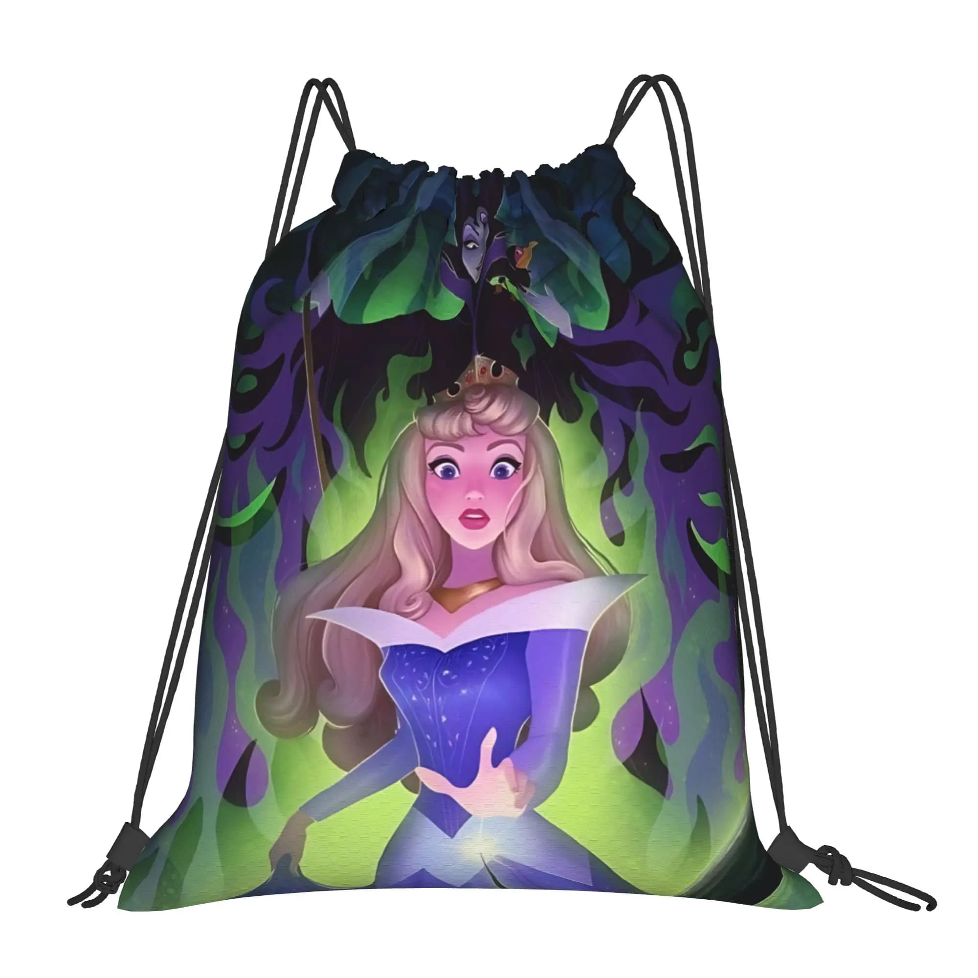 1 sacchetto con coulisse Kawaii Curse Sleeping Beauty, per riporre scarpe da trekking e vestiti, multifunzione, portatile per adolescenti