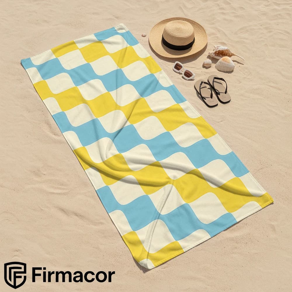 Wavy Check Microfiber Beach Towel Quick Dry Sand Free Oversized Soft Absorbent Bath Towel for Swimming Pool Travel Gym