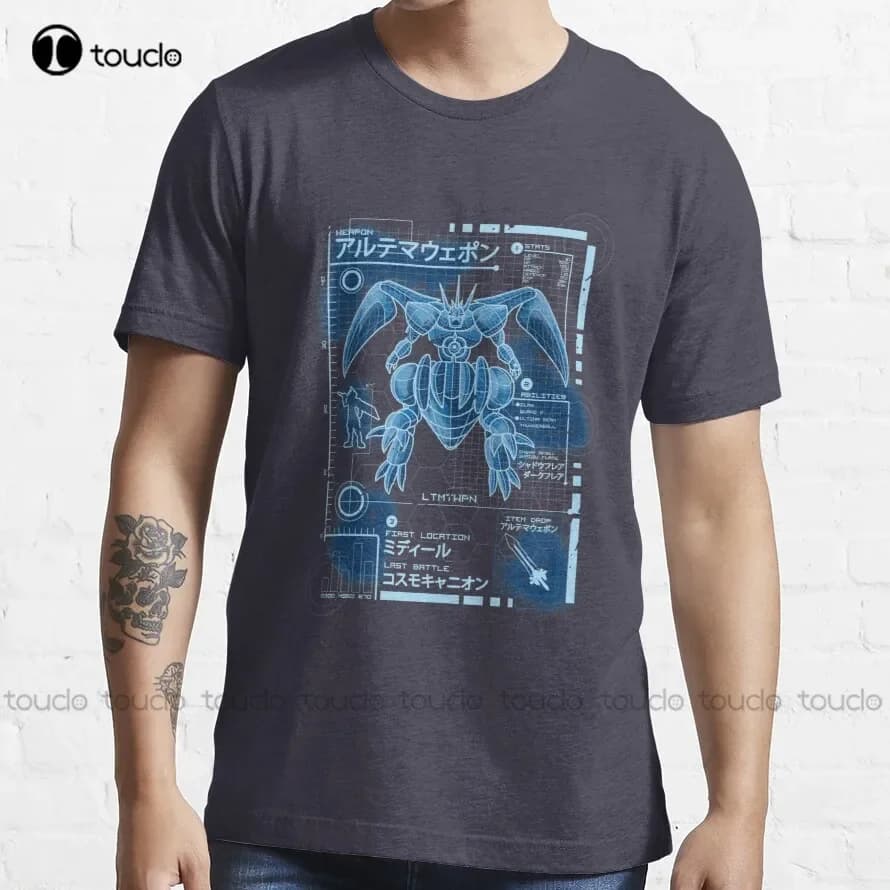Robot, arma, cultura pop, videogiochi, giocatori, videogiochi, Final Fantasy 7 Blueprint T-shirt di tendenza T-shirt nere da uomo