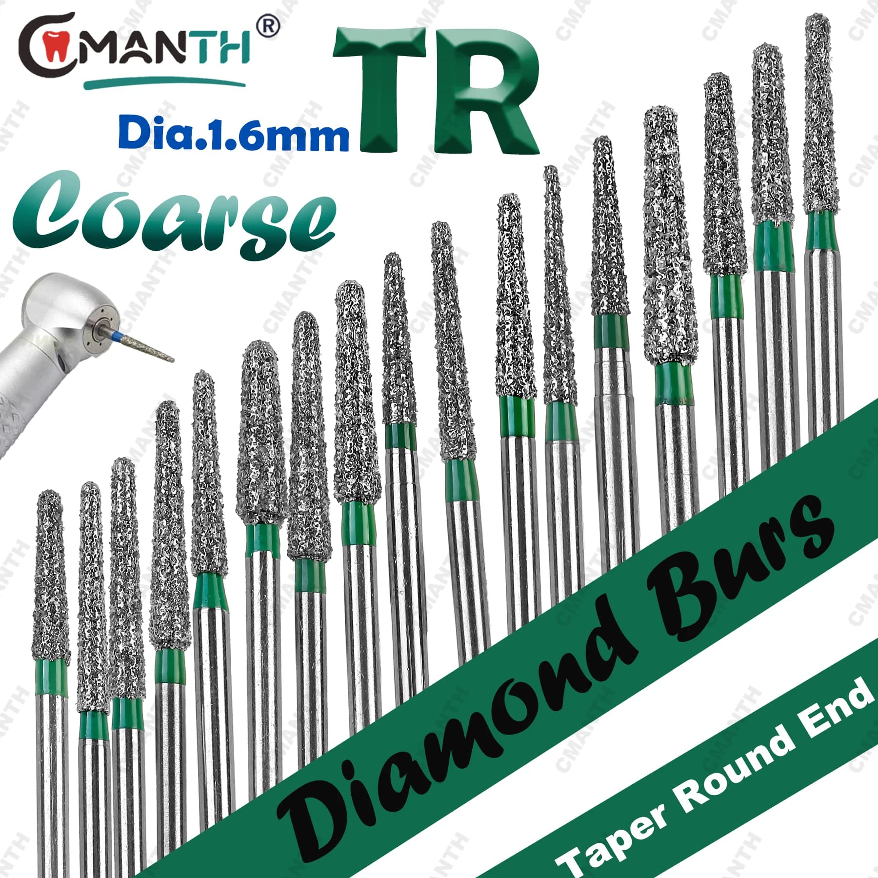 TR Type Dentale Frese Diamonds Grana Grossolana Green Dentistry Strawberries For High Speed Turbine Polishing Tooth Whitening Tools 10Pc