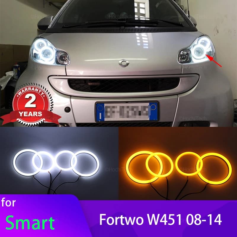 Switchback Anelli luminosi in cotone DRL LED Angel Eyes Kit per Brabus Smart Fortwo W451 Mk2 2008-2014 Auto Faro Retrofit
