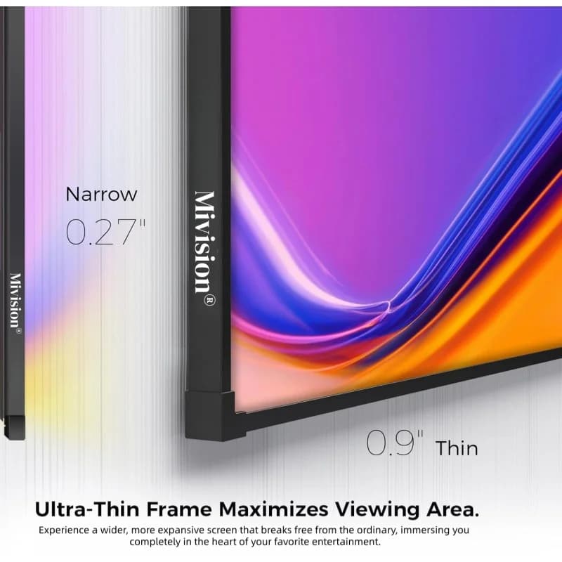 Tri-Color Laser ALR Fixed Frame Projection Screen, Anti-Speckle Ultra-Thin Narrow Bezel For Long Throw Projector for Home Theate