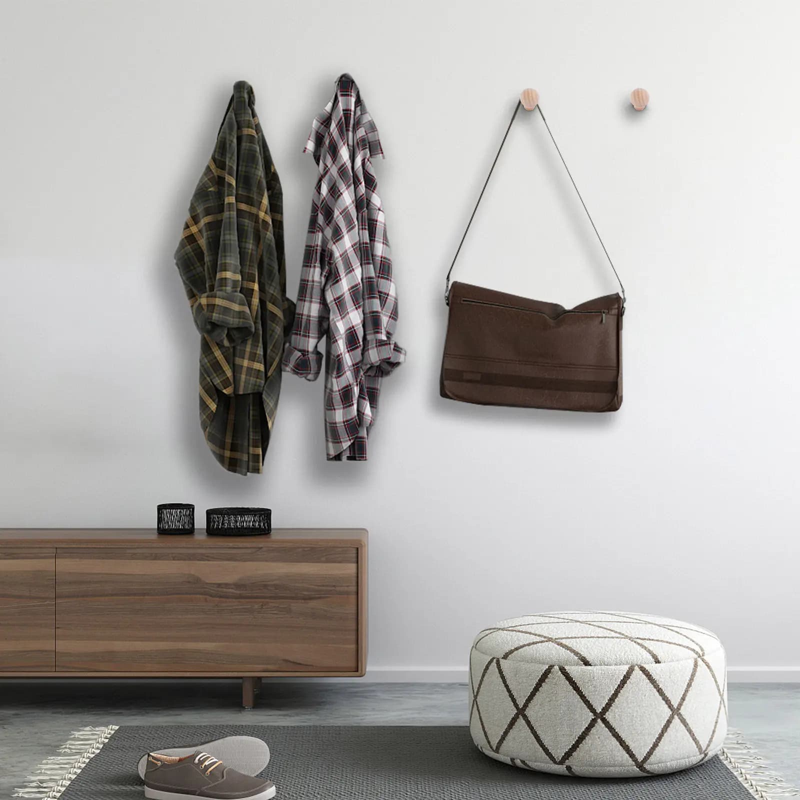 25Pcs Wood Hook Accessories Premium Wooden Clothes Hangers 51Mm 23Mm 15Mm Heavy Duty Closet Storage Organizer Wooden Hanger