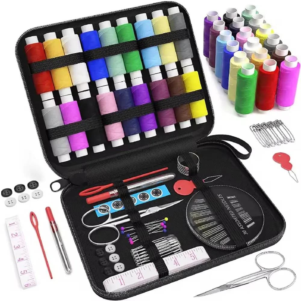 Kit da cucito completo con fili aghi forbici bottoni misura nastro portatile da viaggio fai da te ricamo lavoro manuale set di strumenti per cucire