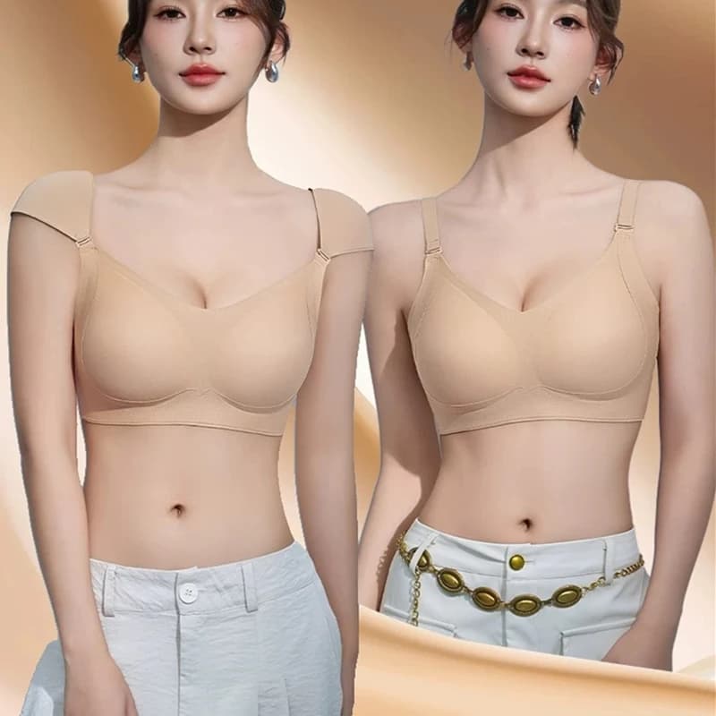 Reggiseno invisibile senza cuciture per donna con seni grandi e spalle piccole Cuscinetti rimovibili Intimo Comodo reggiseno di supporto