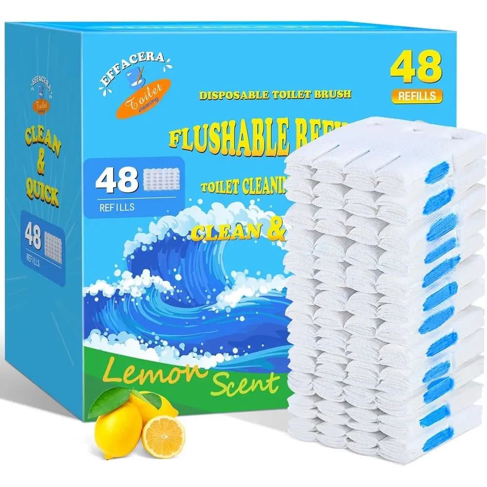 Confezione da 48 Rotoli di Carta Igienica Ricaricabili, Carta Igienica Monouso in Blocco, Cuscinetti di Ricambio Riutilizzabili per Spazzola WC, Accessori per il Bagno