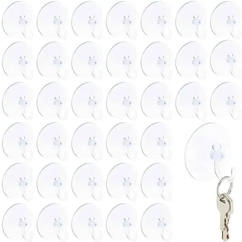 20pcs 30/40mm Suction Cup Hooks Strong Clear Sucker Hooks Towel Hanger for Fairy Christmas Lights Kitchen Bathroom Wall Window