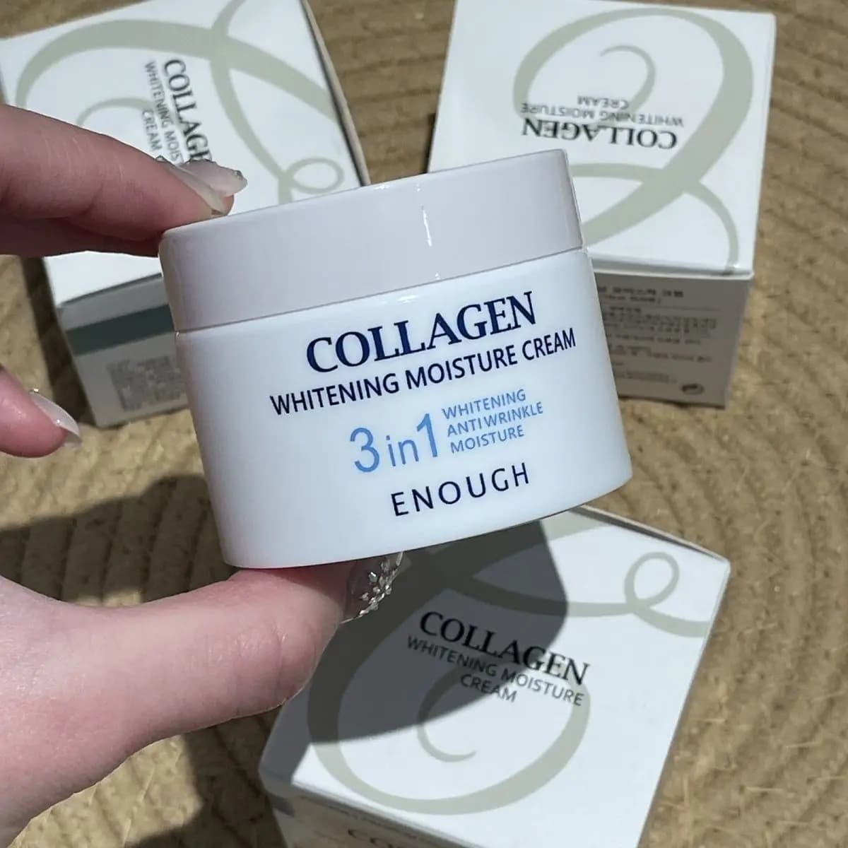 Korean Skin Care Cream Set Enough Collagen 3in1: Day and Night Cream Whitening, Hydrating, Anti-wrinkles and Rassodante