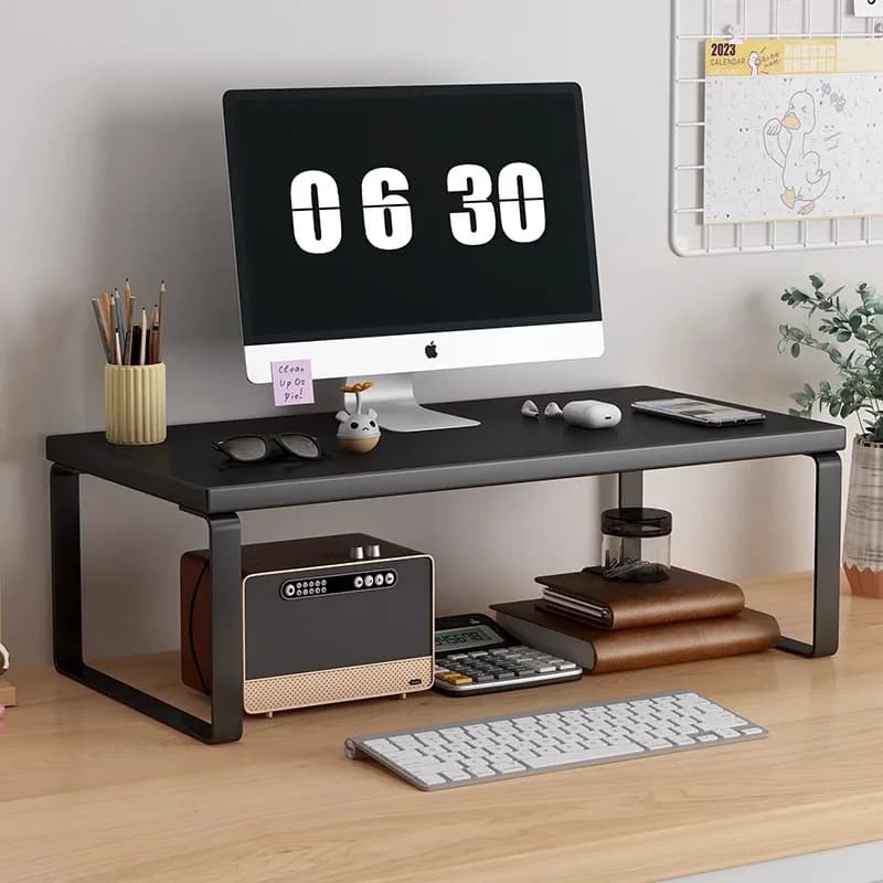 Supporto Rialzato per Monitor da Scrivania, Organizer da Ufficio Moderno e Sottile, Rettangolare, per Scrivanie e Monitor