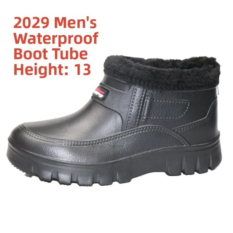 Stivali da neve invernali da uomo Impermeabili Foderati in Fce Cucina Lavanderia Lavoro OES Stivali da pioggia caldi Cotone Singolo OES Slip-On