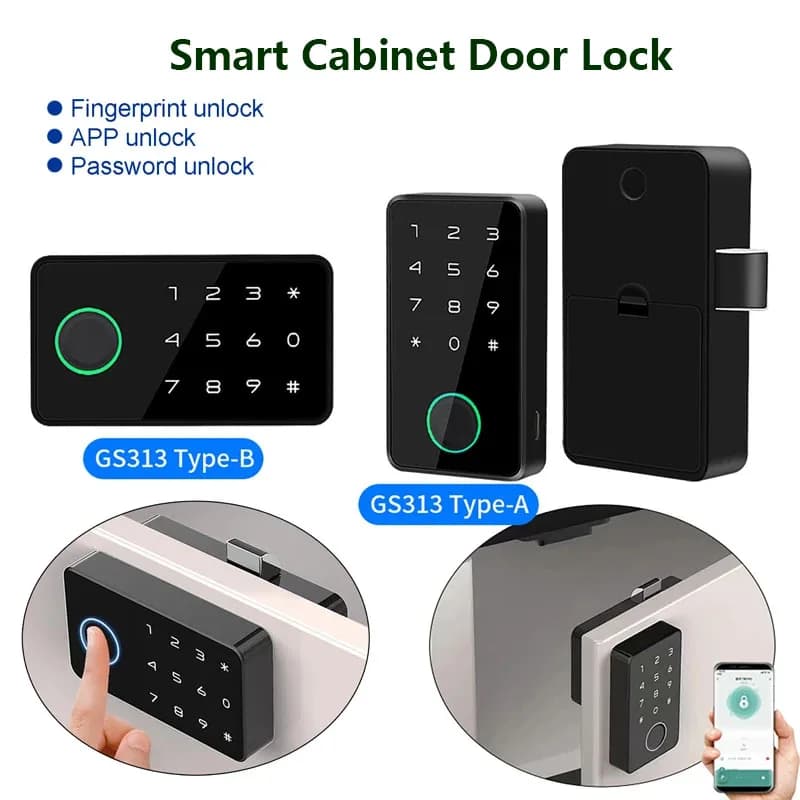 Tuya APP Smart Cabinet Lock Sblocco con impronta digitale e password invisibile e sicuro per armadietto con cassetti in legno