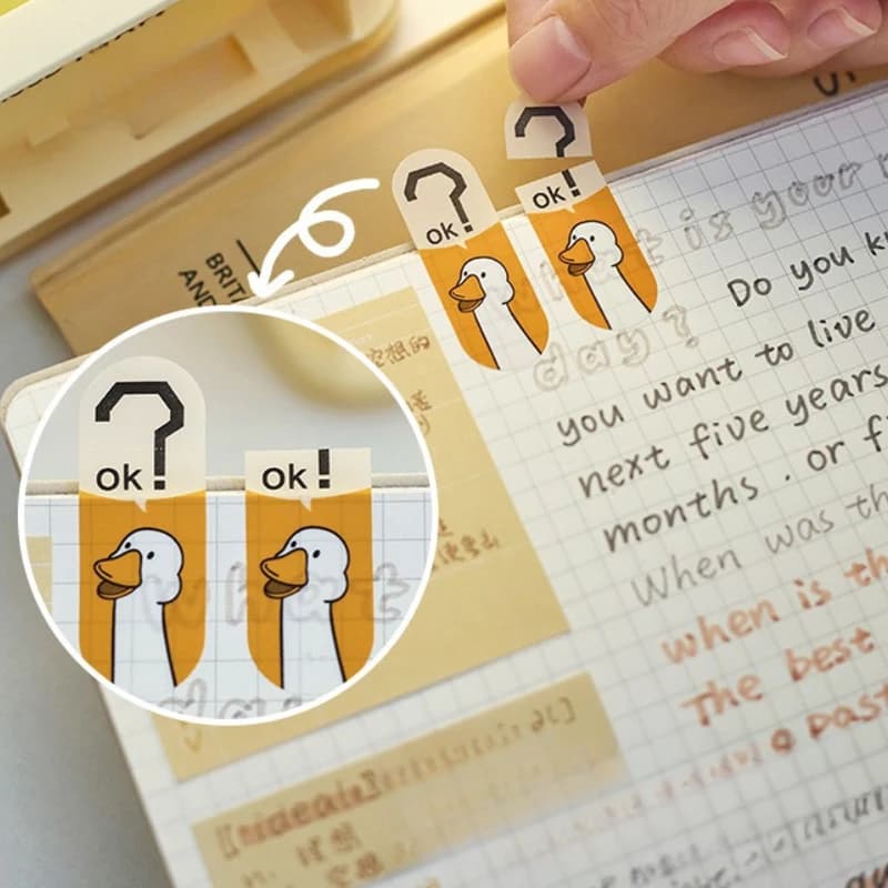 Pensa a tema animale anatra Set di note adesive Schede indice rimovibili Adesivi creativi per forniture per l'organizzazione della scuola dell'ufficio Segnalibro