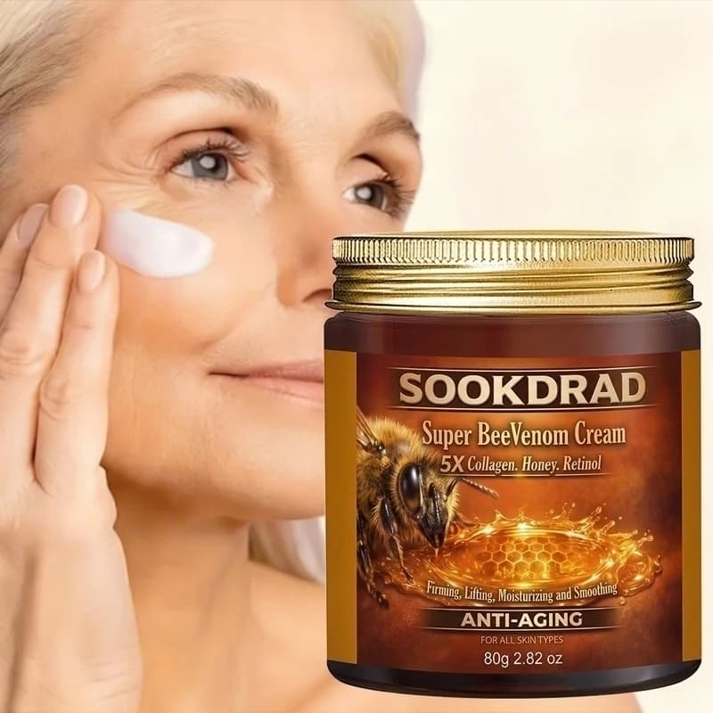 Crema Super BeeVenom, 5X Collagene, Miele, Retinolo, Rassodante, Idratante, Viso e Collo, Per Tutti i Tipi di Pelle, 80g, Cura Quotidiana