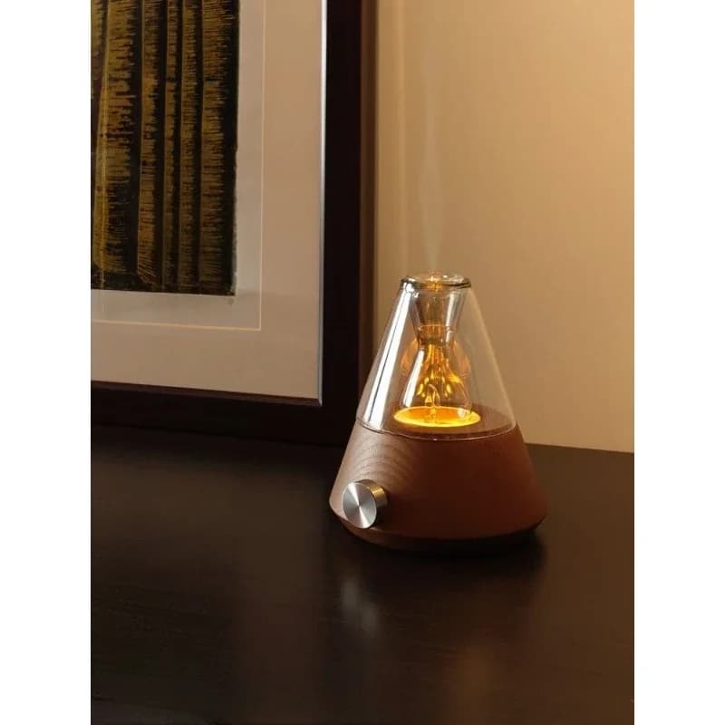 Art table lamp cold fragrance instrument, wireless anhydrous fragrance diffuser, glass solid wood charging essential