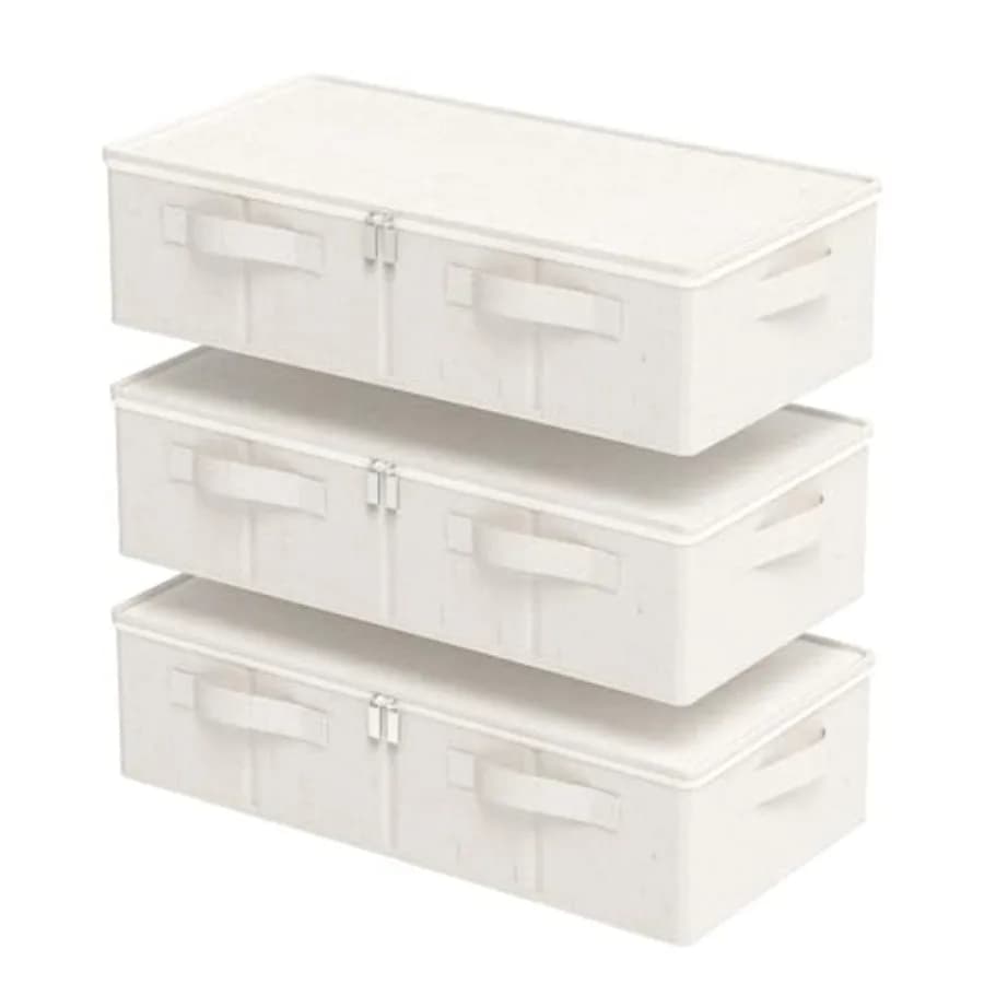 Underbed Storage Box Organizer Foldable Under Bed Clothes Bags Container Flat Bins with Lid for Organizing Clothes Sheets Blank
