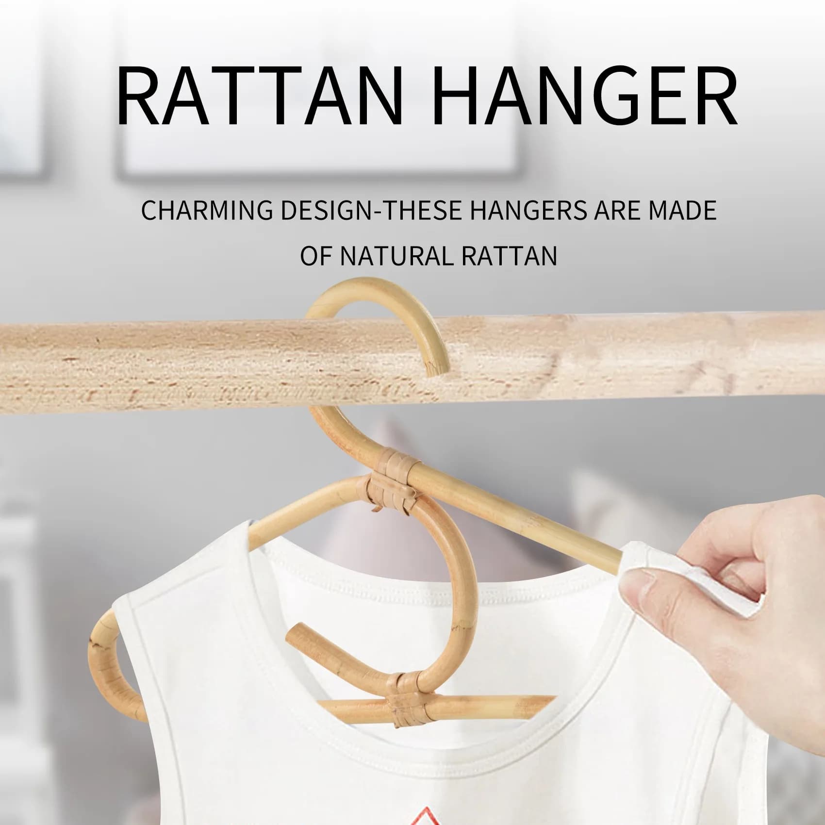 ETRT 4 pezzi appendiabiti in rattan stile nordico indumenti per bambini organizer rack appendiabiti per bambini decorazioni per la camera dei bambini grucce per vestiti