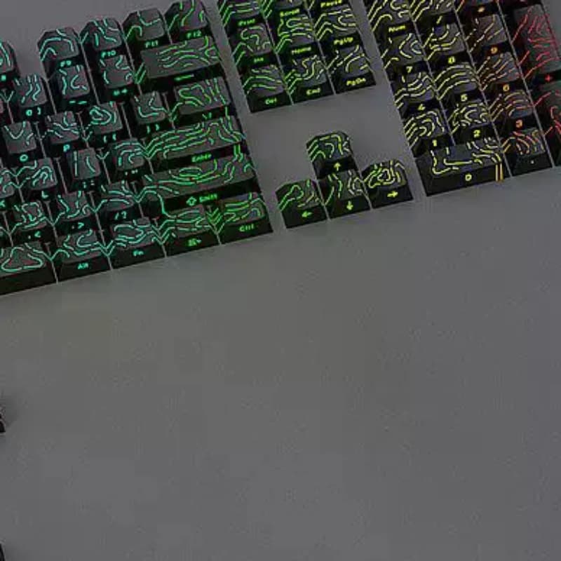 Topographic Keycaps Contour Lines Shine Through PBT Cherry Profile Side Print Backlit For MX Gamer Mechanical Keyboard