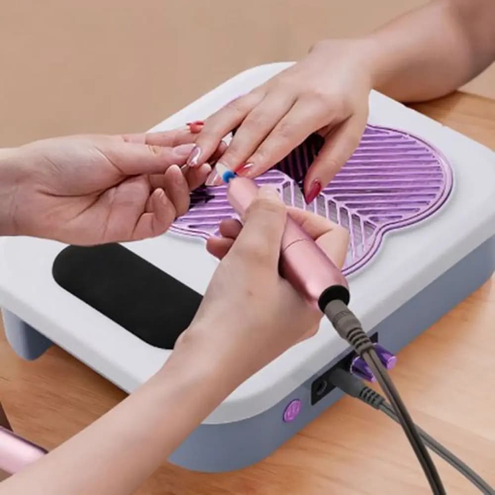 Lampada UV 3-in-1 con Aspirapolvere per Unghie, Penna Lucidante con Filtro, Potente Aspiratore Professionale per Polvere di Unghie, Lampada LED per Unghie