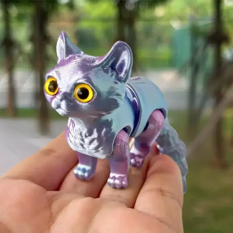 Gatto stampato in 3D colorato, giunti mobili Set di giocattoli stampati in 3D silenzioso, decorazioni per animali stampate in 3D antistress per adulti e bambini