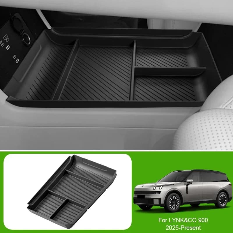 Vassoio organizer sottocentrale per bracciolo auto con ricarica wireless e porta bicchieri per LYNK&CO 900 2025-oggi