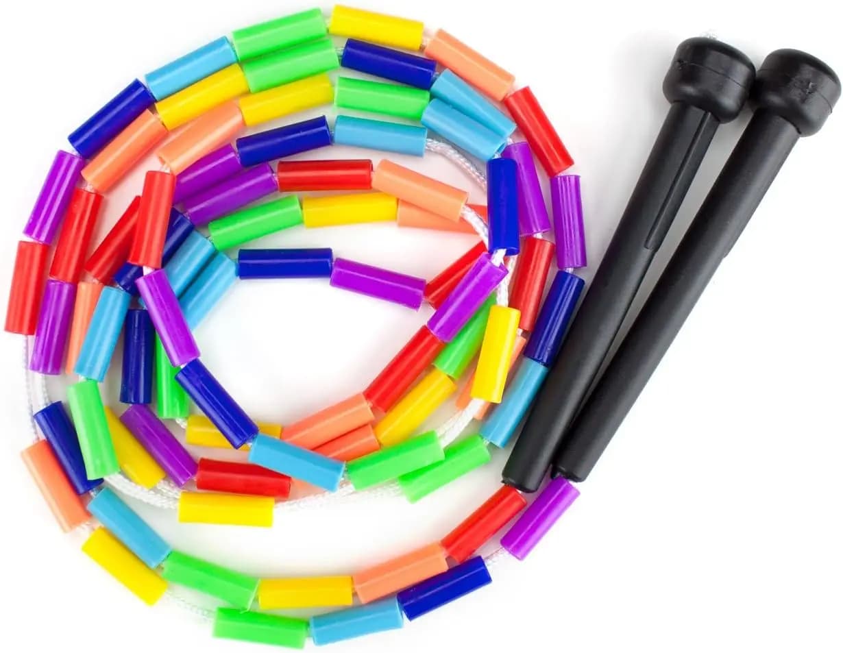 Corda per saltare arcobaleno con segmentazione in plastica con perline, 7 piedi