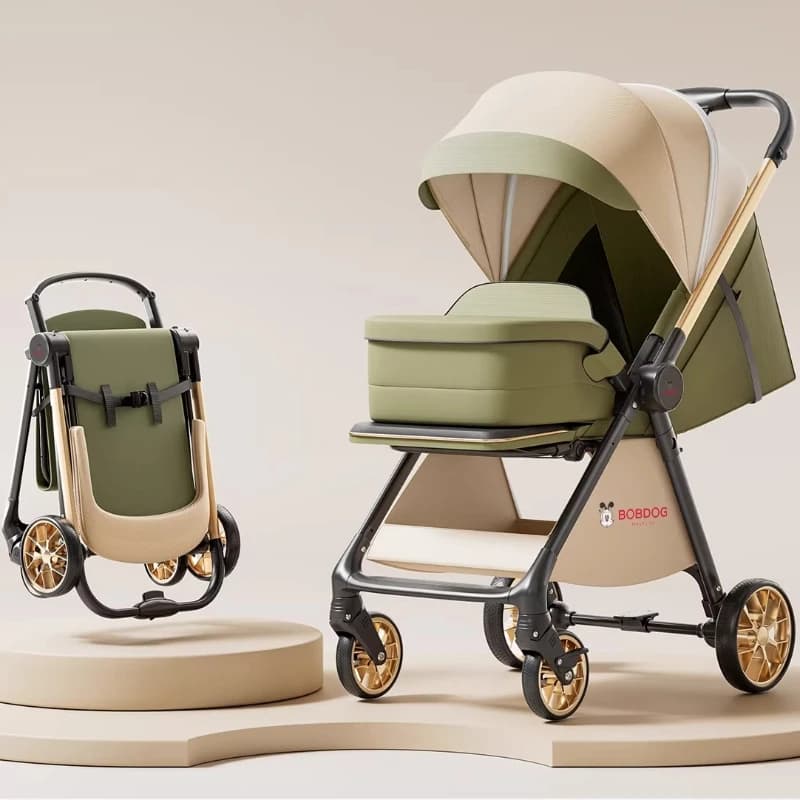 Passeggino per neonati con culla, passeggino da viaggio reclinabile, funzione di spinta bidirezionale, ripiegamento con un solo tocco, carrozzina per neonati