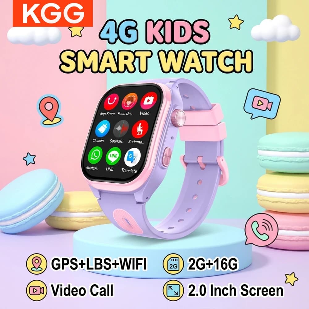 Kids 4G Smart Watch GPS WiFi Locator 2.0 Inch HD Screen 2+16GB APP Download Video Call Camera Waterproof Child Monitor Watch