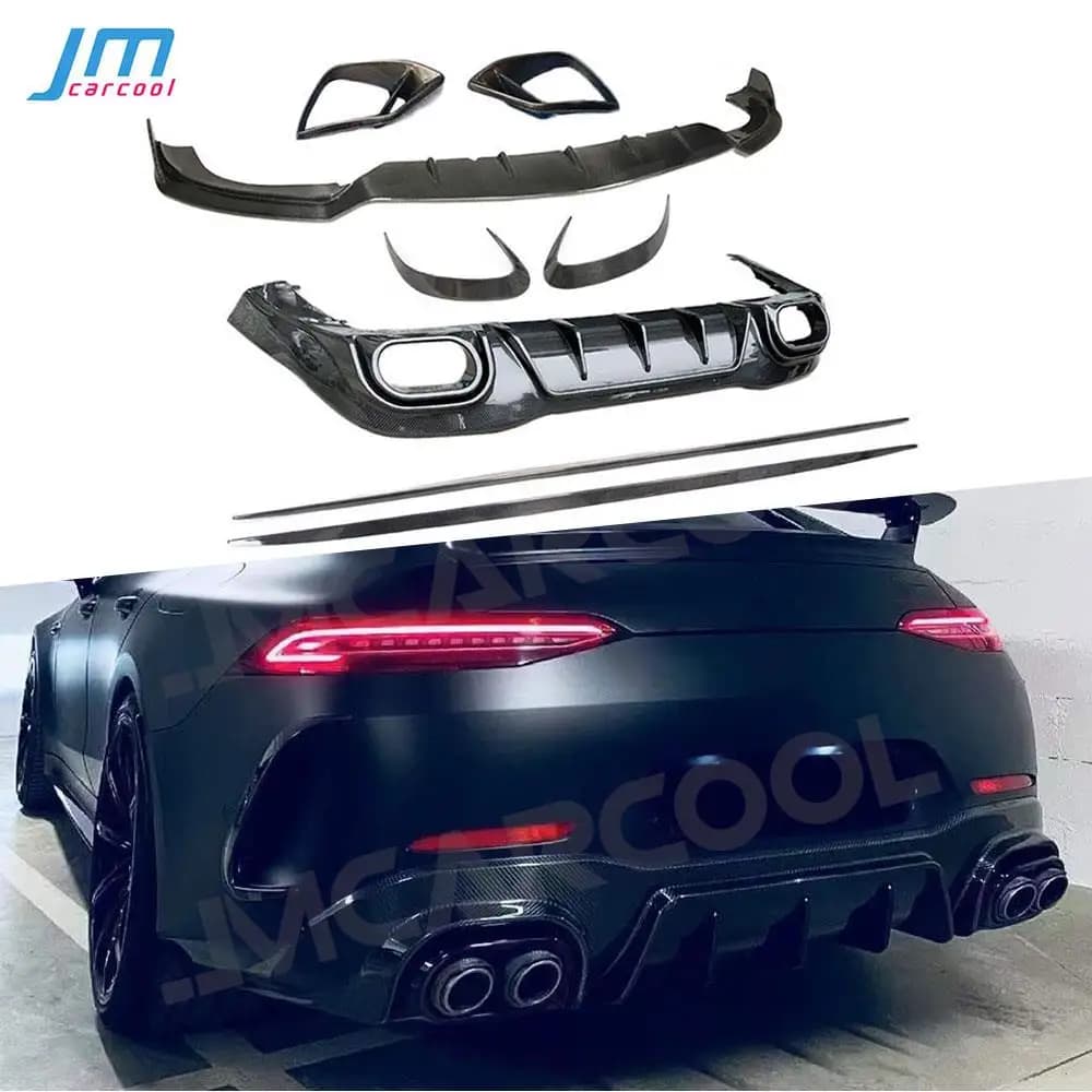 Carbon Fiber Front Bumper Lip Front Air Duct Cover Trim Canard Splitter Side Skrits Rear Diffuser For Benz AMG GT63 S 2019-2023