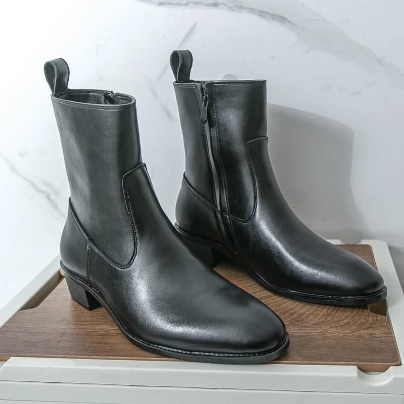 Nuovi stivali lunghi Chelsea stile inglese da uomo Scarpe da uomo di marca di lusso nere Scarpe casual in gomma da uomo Stivali invernali in pelle da uomo